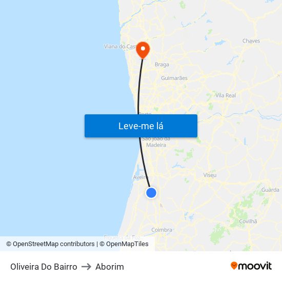 Oliveira Do Bairro to Aborim map