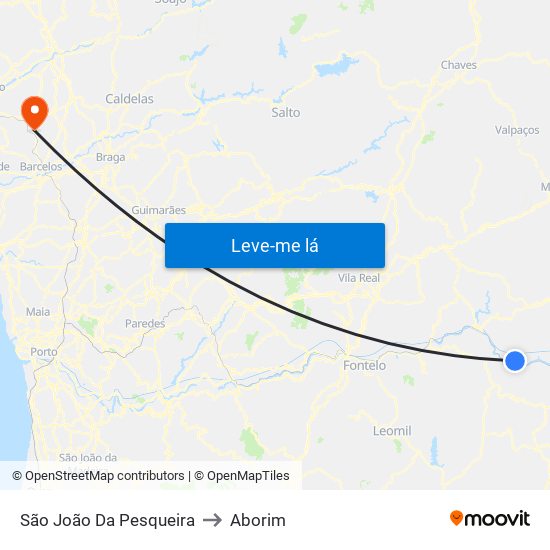 São João Da Pesqueira to Aborim map