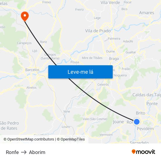 Ronfe to Aborim map