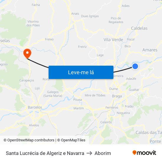 Santa Lucrécia de Algeriz e Navarra to Aborim map