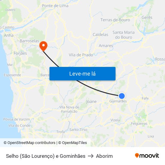 Selho (São Lourenço) e Gominhães to Aborim map
