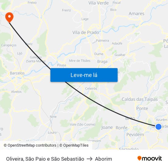 Oliveira, São Paio e São Sebastião to Aborim map