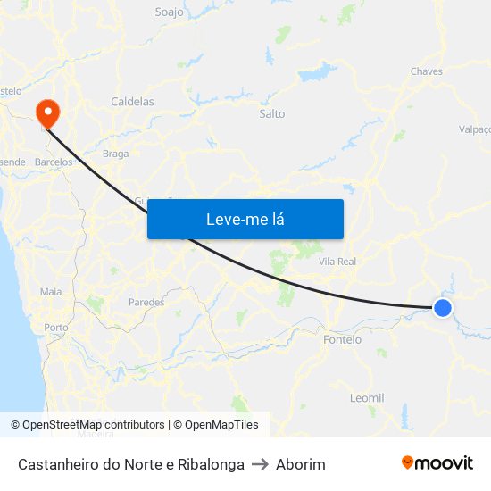 Castanheiro do Norte e Ribalonga to Aborim map