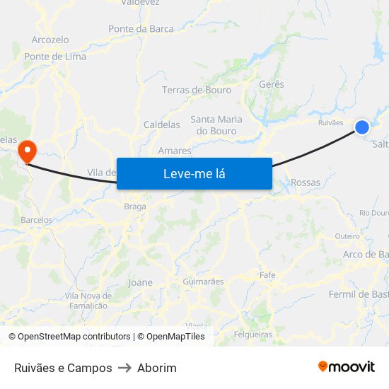 Ruivães e Campos to Aborim map