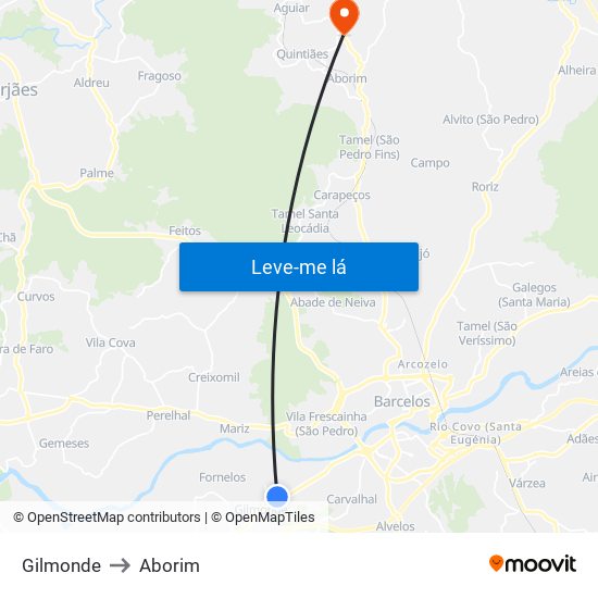 Gilmonde to Aborim map
