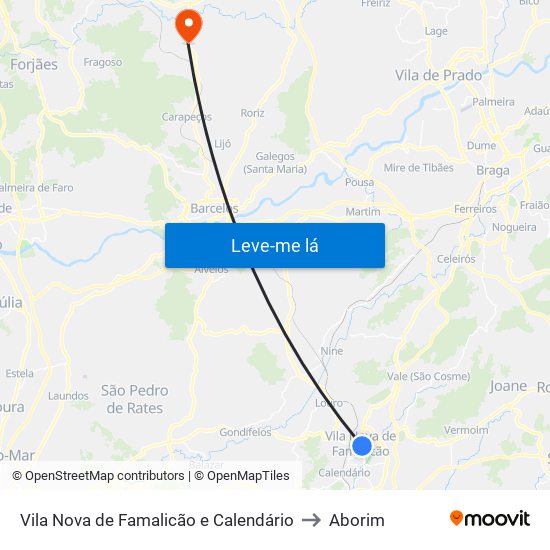 Vila Nova de Famalicão e Calendário to Aborim map