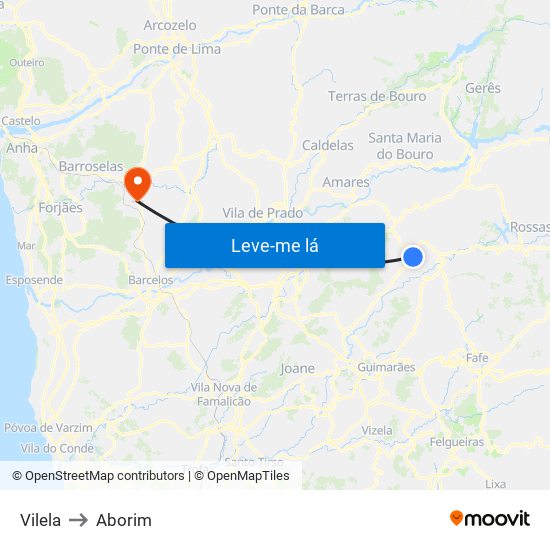 Vilela to Aborim map