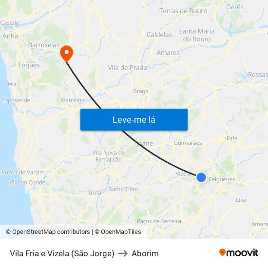 Vila Fria e Vizela (São Jorge) to Aborim map