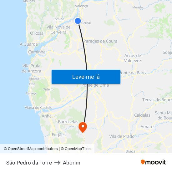 São Pedro da Torre to Aborim map