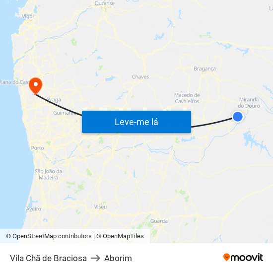 Vila Chã de Braciosa to Aborim map