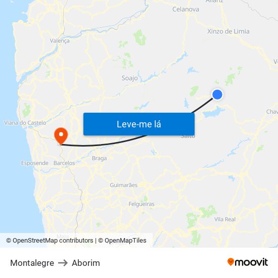 Montalegre to Aborim map