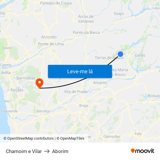 Chamoim e Vilar to Aborim map