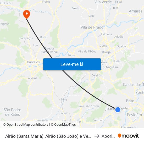 Airão (Santa Maria), Airão (São João) e Vermil to Aborim map