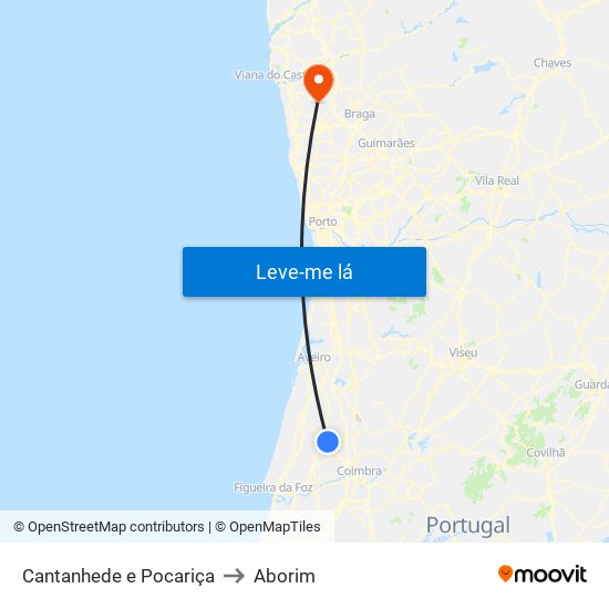 Cantanhede e Pocariça to Aborim map