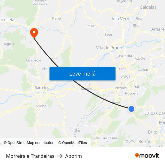 Morreira e Trandeiras to Aborim map