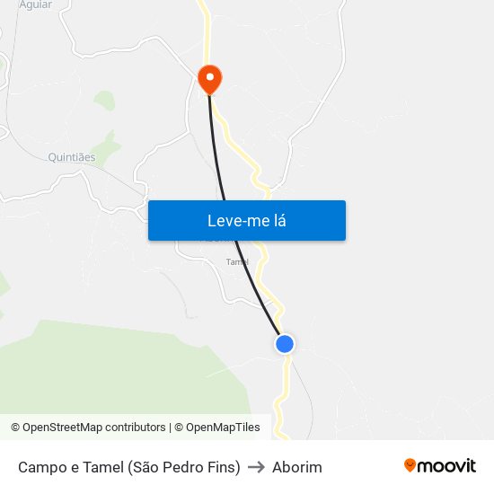 Campo e Tamel (São Pedro Fins) to Aborim map