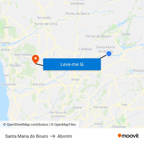 Santa Maria do Bouro to Aborim map