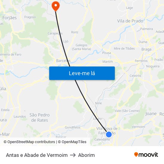 Antas e Abade de Vermoim to Aborim map