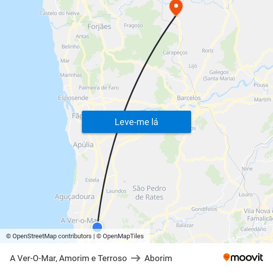 A Ver-O-Mar, Amorim e Terroso to Aborim map