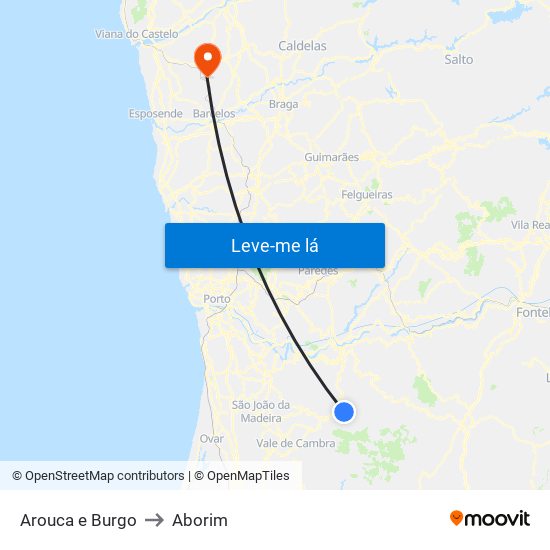 Arouca e Burgo to Aborim map