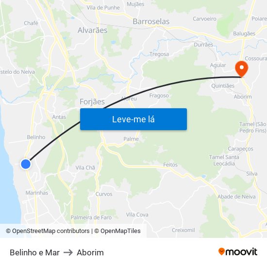 Belinho e Mar to Aborim map