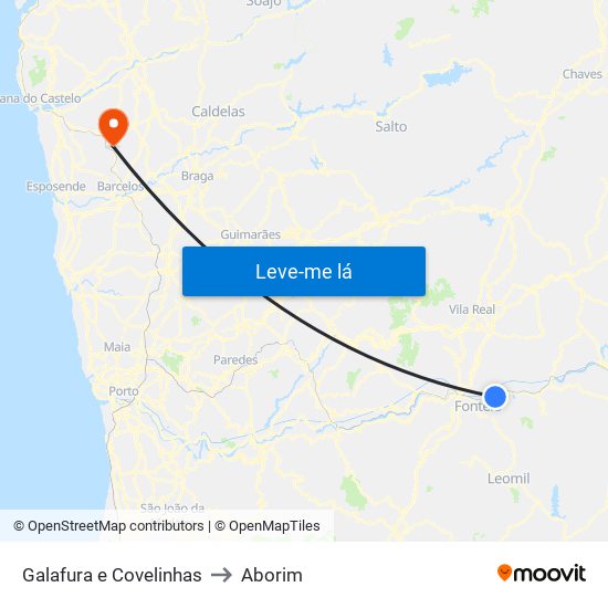 Galafura e Covelinhas to Aborim map