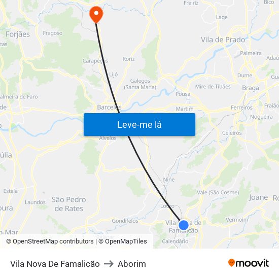 Vila Nova De Famalicão to Aborim map