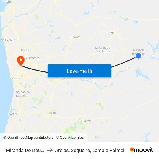 Miranda Do Douro to Areias, Sequeiró, Lama e Palmeira map