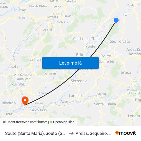 Souto (Santa Maria), Souto (São Salvador) e Gondomar to Areias, Sequeiró, Lama e Palmeira map