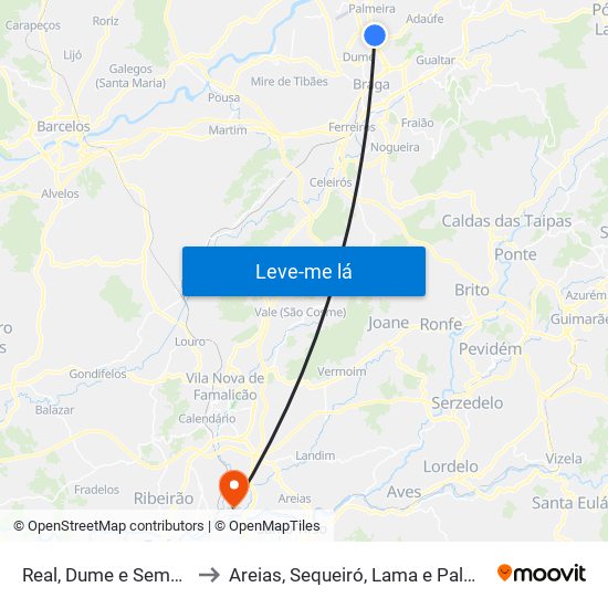 Real, Dume e Semelhe to Areias, Sequeiró, Lama e Palmeira map