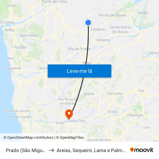 Prado (São Miguel) to Areias, Sequeiró, Lama e Palmeira map