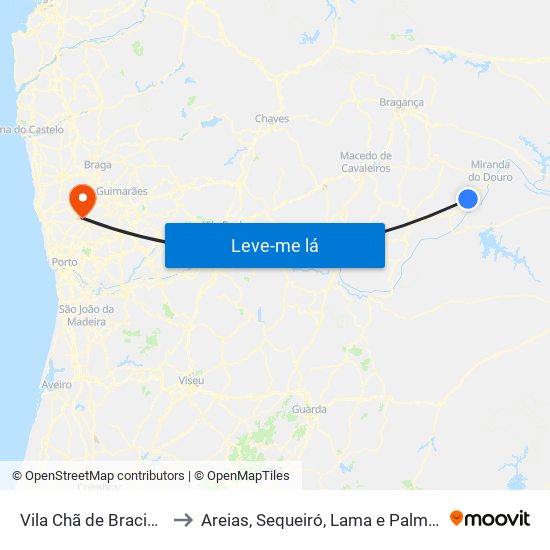 Vila Chã de Braciosa to Areias, Sequeiró, Lama e Palmeira map
