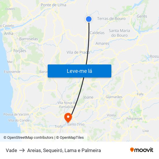 Vade to Areias, Sequeiró, Lama e Palmeira map