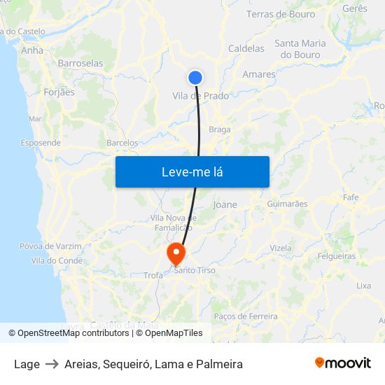 Lage to Areias, Sequeiró, Lama e Palmeira map