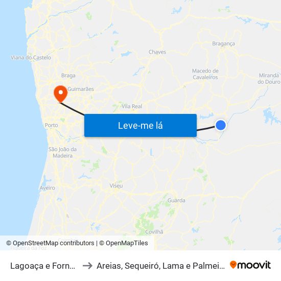 Lagoaça e Fornos to Areias, Sequeiró, Lama e Palmeira map