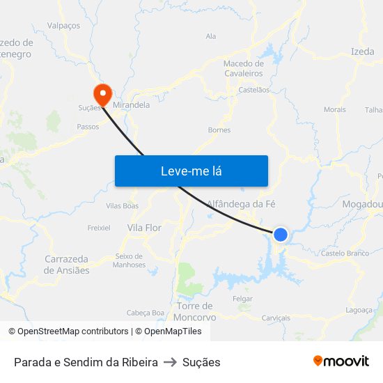 Parada e Sendim da Ribeira to Suçães map