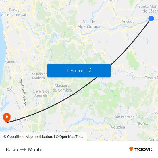 Baião to Monte map