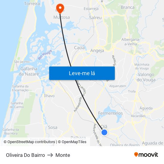 Oliveira Do Bairro to Monte map