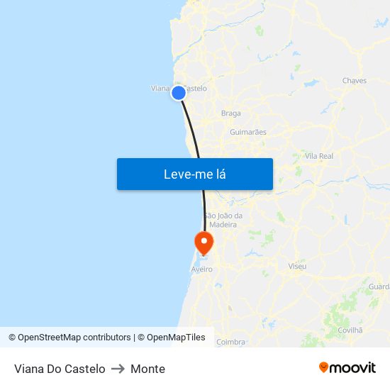 Viana Do Castelo to Monte map