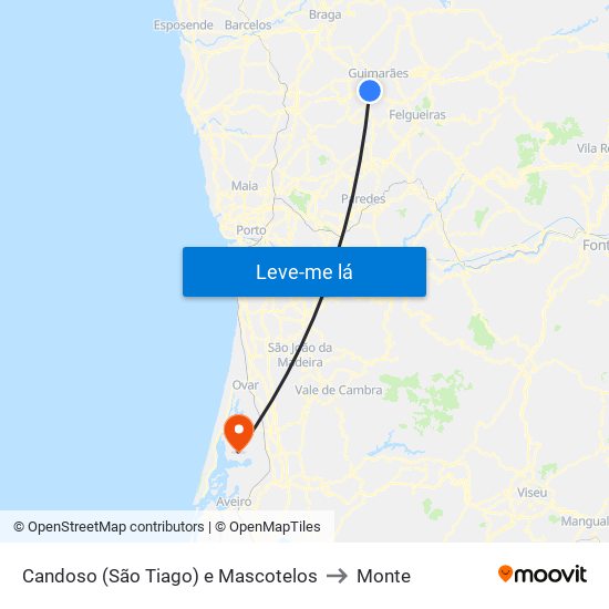 Candoso (São Tiago) e Mascotelos to Monte map