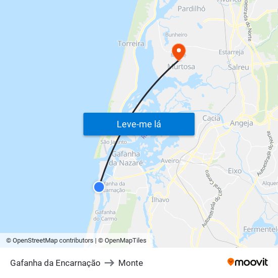 Gafanha da Encarnação to Monte map