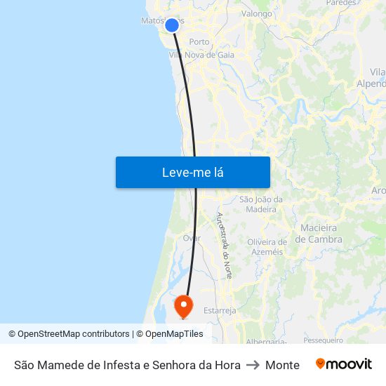 São Mamede de Infesta e Senhora da Hora to Monte map