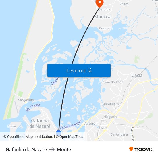 Gafanha da Nazaré to Monte map