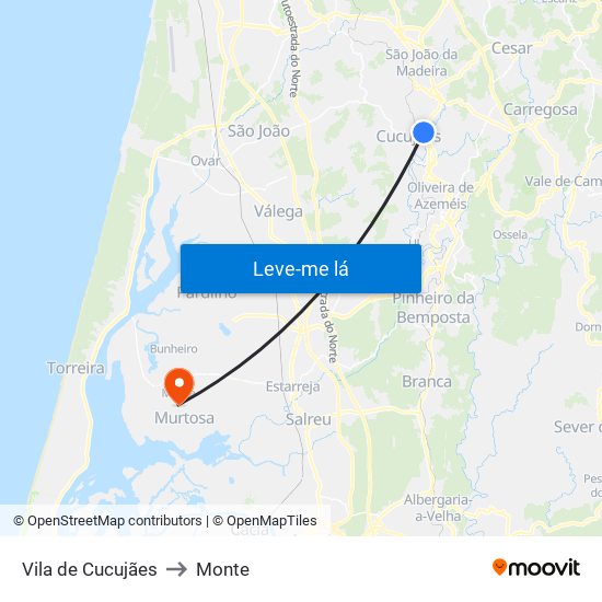 Vila de Cucujães to Monte map