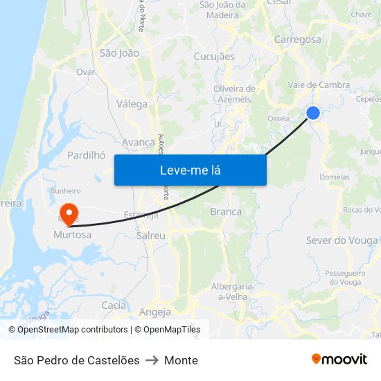 São Pedro de Castelões to Monte map