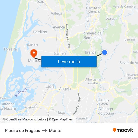 Ribeira de Fráguas to Monte map