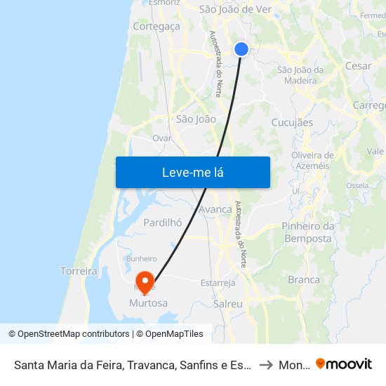 Santa Maria da Feira, Travanca, Sanfins e Espargo to Monte map