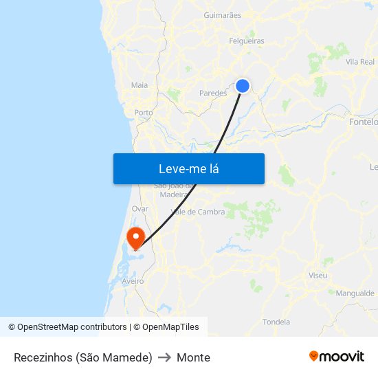 Recezinhos (São Mamede) to Monte map