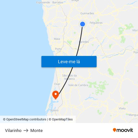 Vilarinho to Monte map