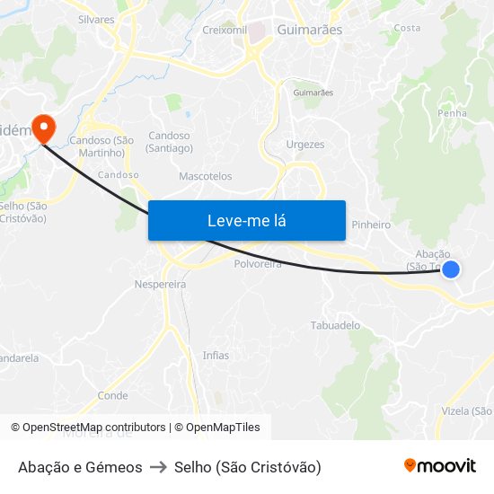 Abação e Gémeos to Selho (São Cristóvão) map